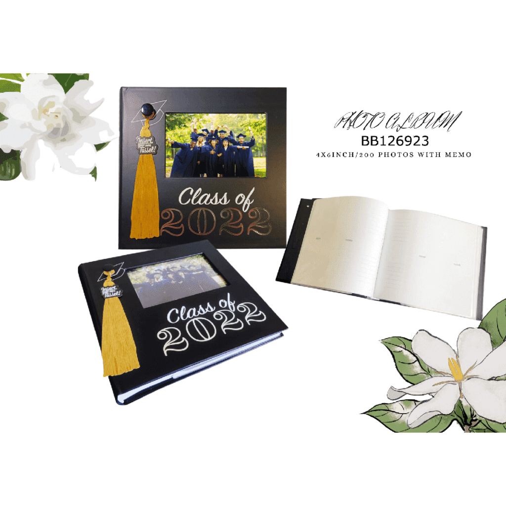 Black Graduation Class Photo Album with Tassel Holder 4R