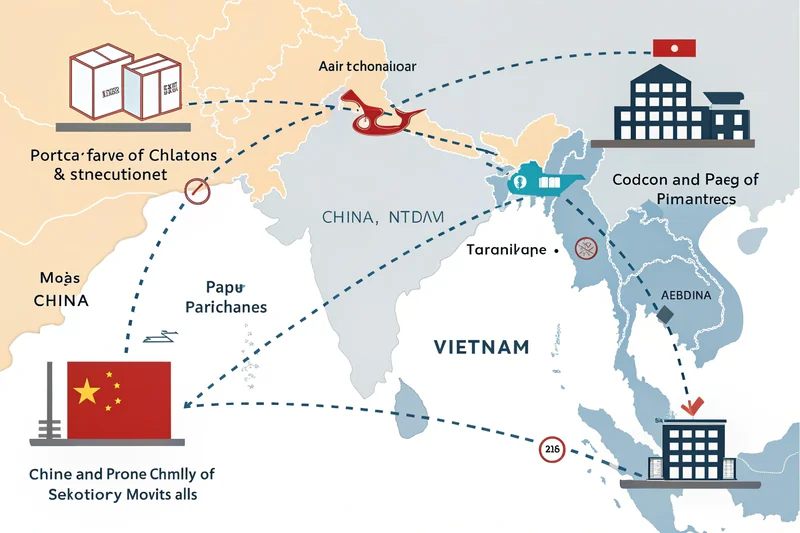 map showing supply chain routes for stationery materials