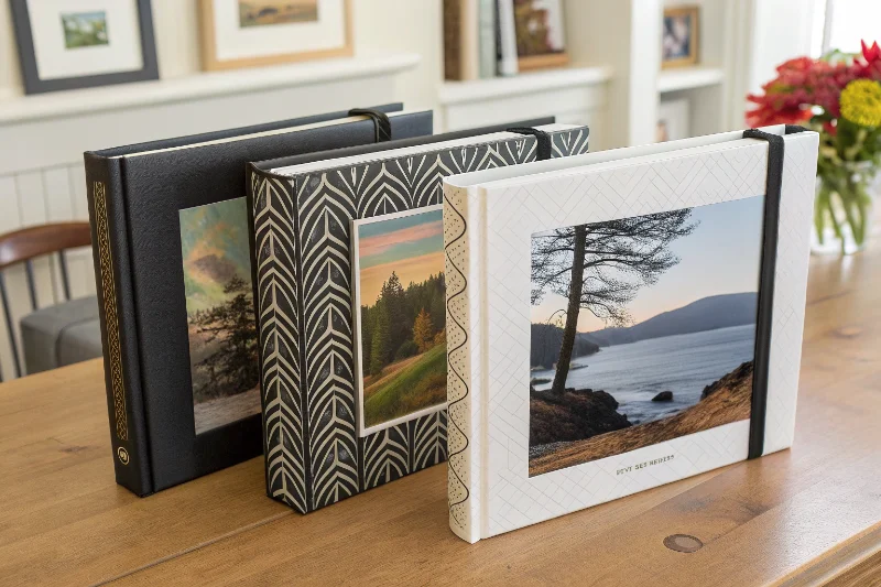 A collection of best-selling photo album books with different covers and styles