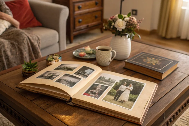A close-up shot showing the strong stitch-binding of a high-quality album