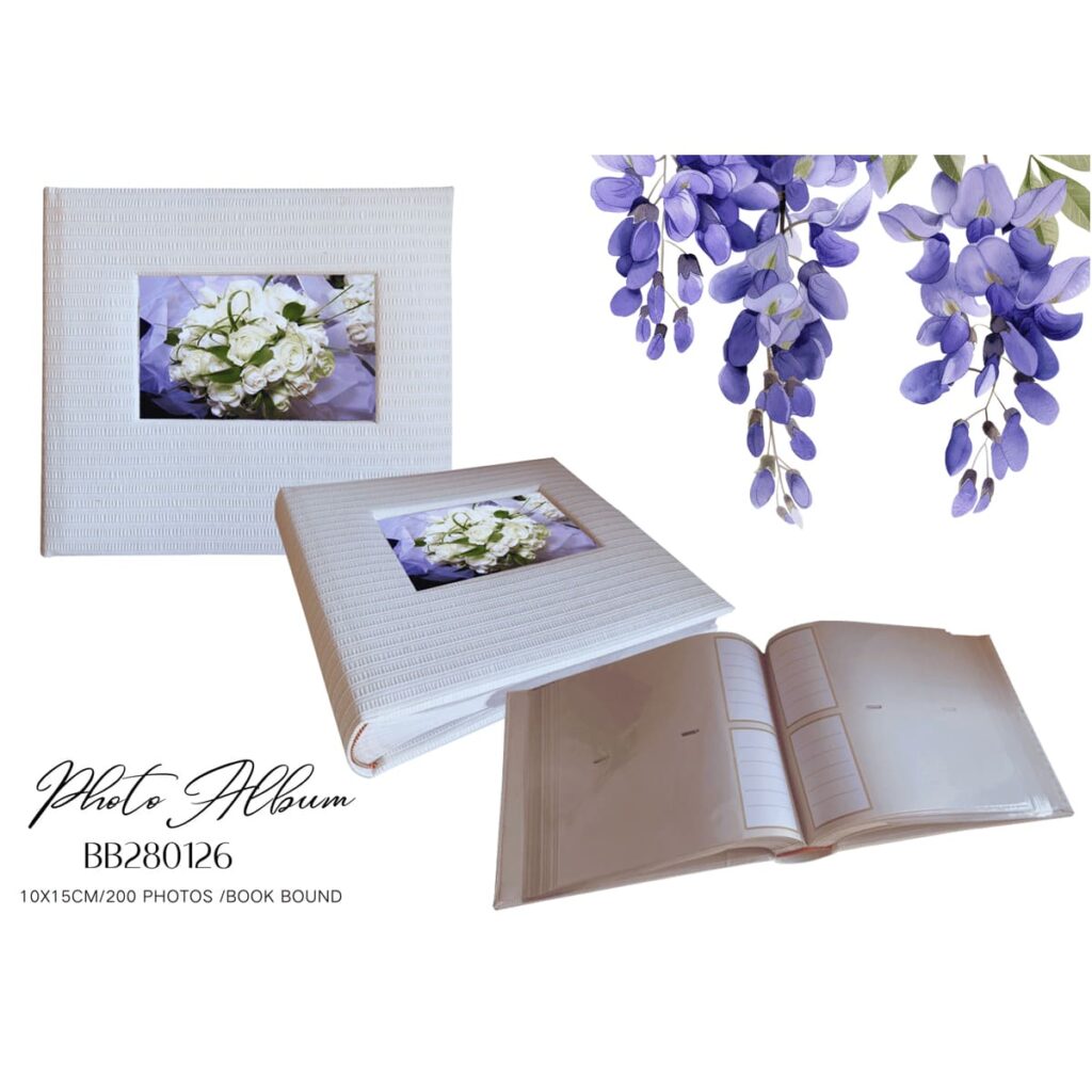 White Leather Personalized Album 200 Photos 4R